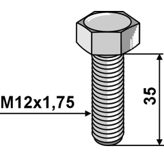 Boulon à tête hexagonal M12 adaptable - BlackSteel©