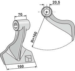 Marteau pour broyeur 160 x 70 x 20,5 mm AGRICOM Adaptable Blacksteel©