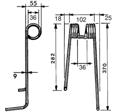 Schwaderzinken rechts für Heuwender LELY GW131D 41003208R - Nachbau