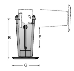Pied béquille avec fixation basculante 135 mm adaptable