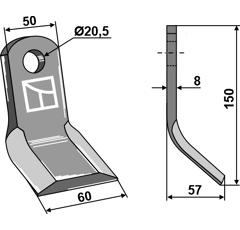 Couteau-Y pour broyeur 150x50mm OSMA adaptable - Blacksteel©