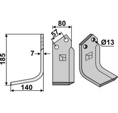 Lame gauche pour Fraise/Rotavator HUARD 226097 adaptable -