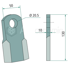 Couteau droit pour broyeur 130x50mm NOBILI adaptable 