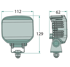 Phare de travail Rectangulaire 6 LED 12-24V 18W 850 lumens HELLA