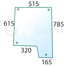 Vitre de porte pour machine agricole CASE IH 1284789C1 adaptable