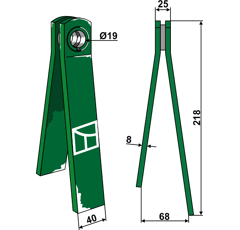 Dent de préparation 218 mm pour KRONE 00 250 551 4 adaptable - BlackSteel©