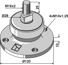 Lager Ø120 4 x M10 x 1,25 Lochkreis 86 mm – Nachbau