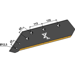 Wechselspitzenschar - 14" - links - Hartmetall