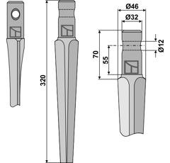 Dent pour herse rotative PEGORARO 001430-01 adaptable 