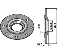 Logement de palier 90 mm adaptable