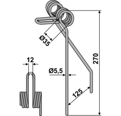 Griffe Ø 5,5 mm pour semoir SAXONIA adaptable