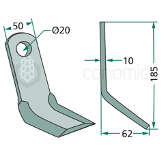 Couteau-Y pour broyeur 180x50mm MASCHIO / GASPARDO adaptable 