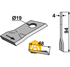 Couteau gauche pour faucheuse BCS TRACTORS 58031193 adaptable - Blacksteel©