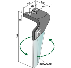 Dent gauche DURAFACE pour herse rotative REMAC adaptable - Blacksteel©