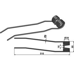 Dent de fenaison gauche 53020 adaptable - BlackSteel©