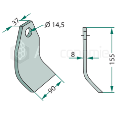 Schlegelmesser 155 x 90 mm für Mulcher FALC - Nachbau