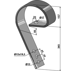Schleppzinken für Grubber 80x10  3-LOCH VÄDERSTAD 903476 Nachbau