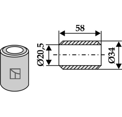 Buchse 58x20,5 für Häcksler AGRAM – Nachbau  
