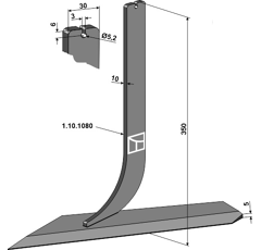 Stiel mit Schar - links - 405861 / 61820063 | Steketee - Nachbau