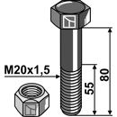 Boulon M20x1,5 x 80 pour broyeur BOMFORD adaptable - Blacksteel©