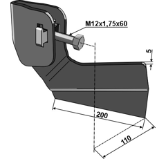 Buteur droite 110 mm pour bineuse SCHMOTZER 354269 adaptable - BlackSteel©