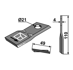 Cuchilla rotativa izquierda para segadora PÖTTINGER 434969 adaptable - BlackSteel©