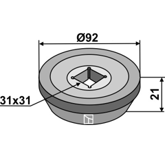 Bride extérieure Ø 92 mm pour déchaumeur adaptable