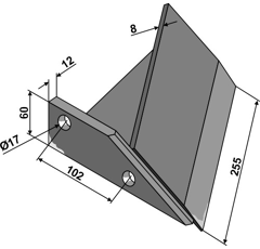 Reja con aleta izquierda para cultivador RABE 26101401 adaptable - BlackSteel©