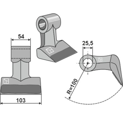Marteau pour broyeur renforcé 103x54mm DRAGONE 18202652 adaptable - Blacksteel©