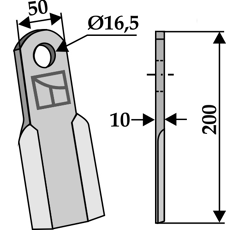 Couteau droit pour broyeur KVERNELAND MA6400079 adaptable - Blacksteel©
