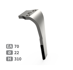 Dent de herse rotative Droite 3 trous, plaquettes carbure triangulaire ALPEGO MKOA00453 adaptable