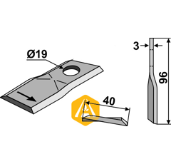 Couteau gauche pour faucheuse PÖTTINGER 434998 adaptable - Blacksteel©