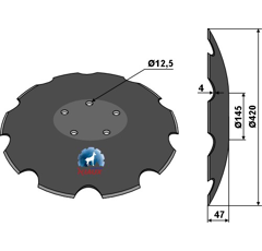 Scheibe gezahnt Ø420x4 mm für Grubber FARMET Nachbau  