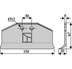 Fléau large 150 x 20 mm pour broyeur HUMUS adaptable