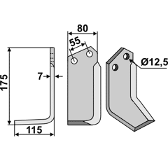 Fräsmesser Links 175 x 80 Nardi Nachbau