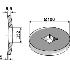 Vorschweißring für Ø 100 Vierkantwellen 28 + 30MM