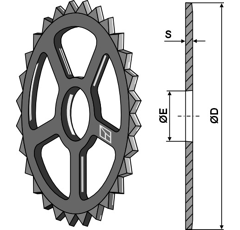 Roue étoile Ø 620 x 120 mm pour rouleau adaptable - BlackSteel©