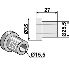Entretoise 27x15,5 pour broyeur BOMFORD adaptable - Blacksteel©