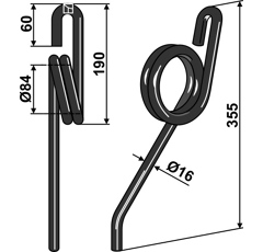 Griffe Ø16mm KvikFin pour semoir adaptable - Blacksteel©