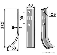 Fräsmesser Links 232 x 40 Fischgräbe Nachbau