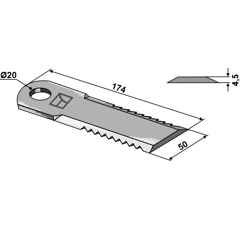 Couteau pour broyeur JOHN DEERE Z75875 adaptable 