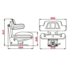 Siège noir à suspension mécanique 510 mm adaptable
