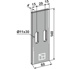 Racloir métallique 140 x 60 mm pour rouleau packer SICMA adaptable
