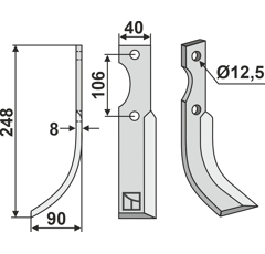 Lame gauche pour Fraise/Rotavator MALETTI 1400078 adaptable