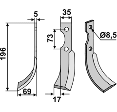 Fräsmesser Links 196 x 35 Eurosystem Nachbau