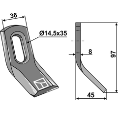 Couteau Y pour broyeur BERRY DB 353 adaptable - Blacksteel©