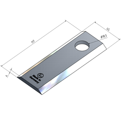 KM-Klinge glatt 117x45x4 mm LochØ: 18 5 mm 152327N Garnier Nachbau 