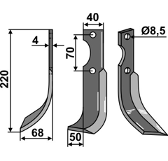 Fräsmesser Links 220 x 40 Fort Nachbau