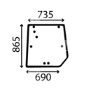 Cristal trasero izquierdo para MASSEY FERGUSON 3715438M1 adaptable