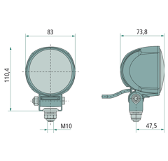 Projecteur de travail LED pour pulvérisateur rond HELLA 996276701 adaptable
